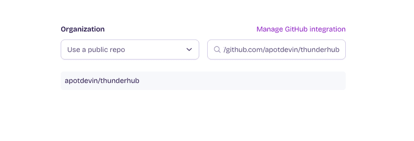 Fly dashboard "Select Repository" screen