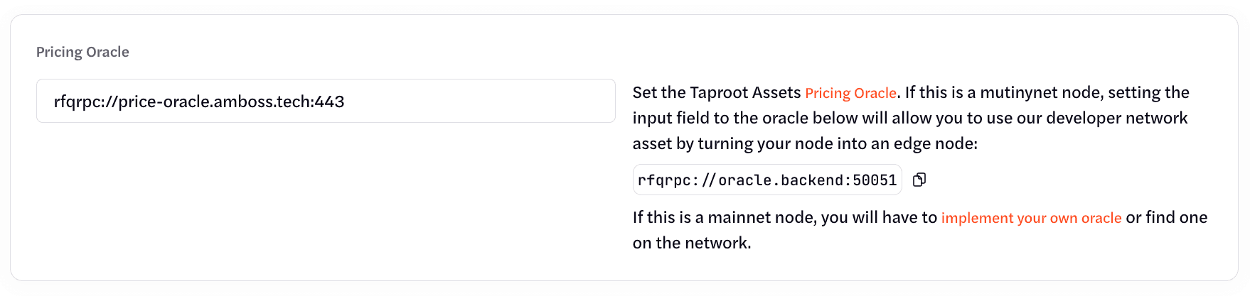 Voltage Price Oracle Settings